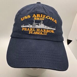 USS Arizona BB39 Pearl Harbor Hawaii Navy Blue Embroidered Baseball Cap‎ Unisex